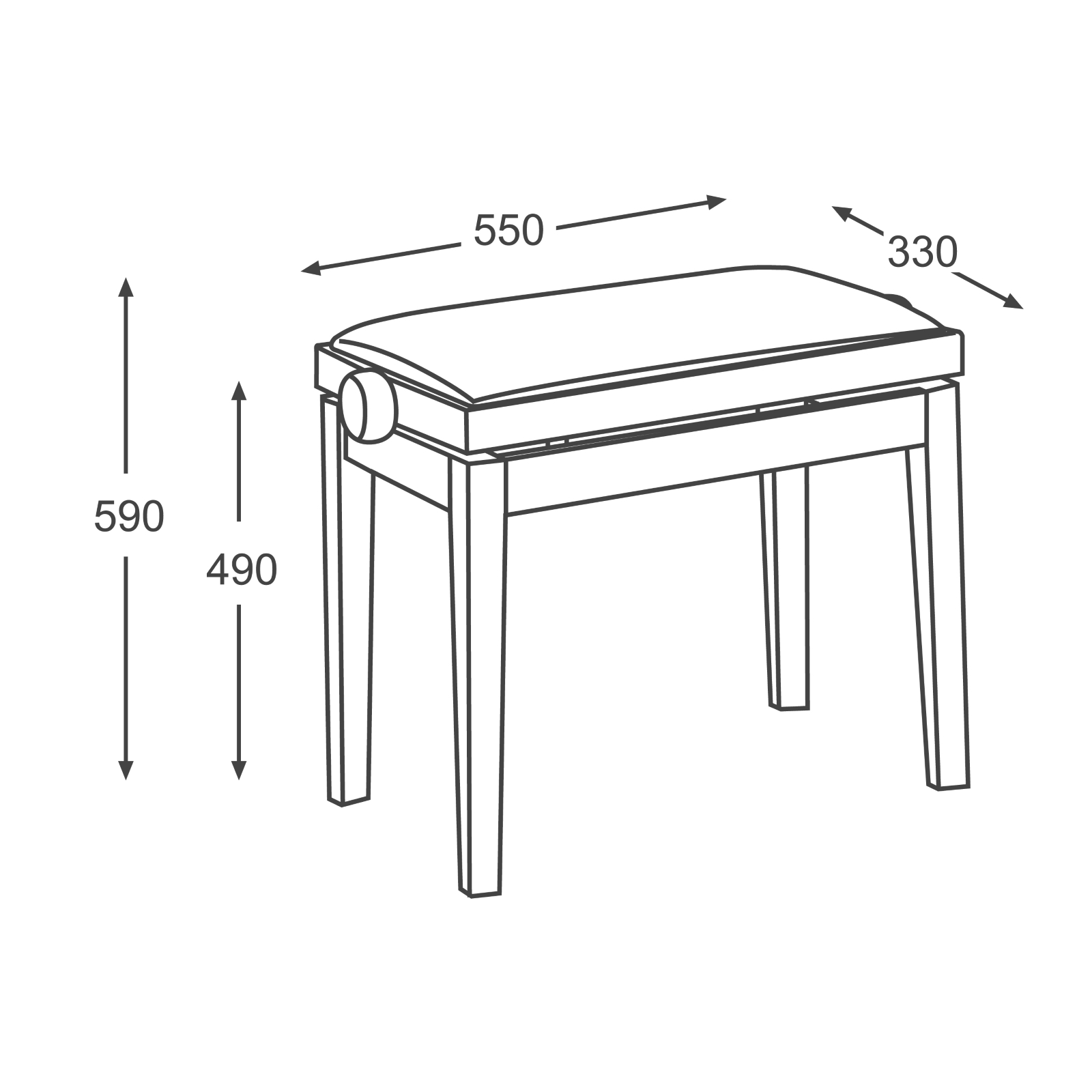 Dimensions de la banquette de piano BG27 Toledo